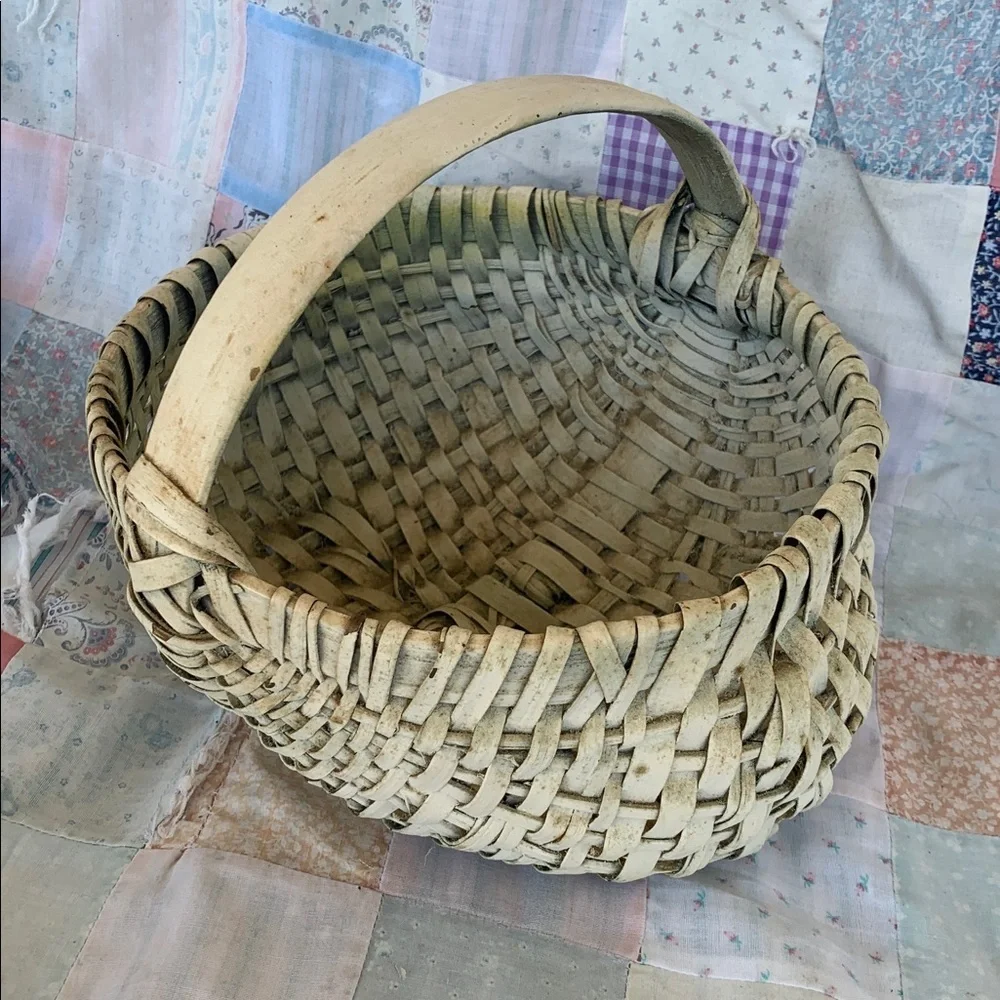 Splint Oak Basket Antique Buttocks Primitive Egg Gathering Farmhouse Farm Split
